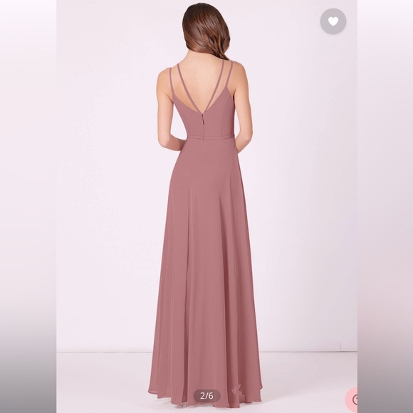 Azazie Janine A-Line Chiffon Floor-Length Dress Dusty Rose - Picture 2 of 6